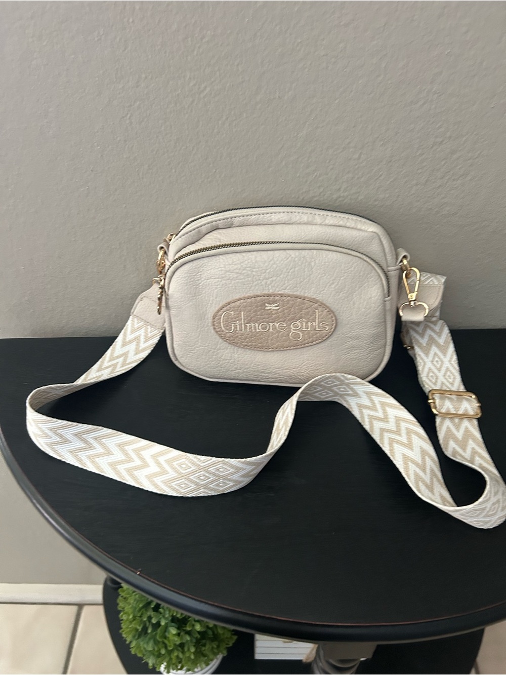 Gilmore Girls Cream Crossbody Bag with Patterned Strap